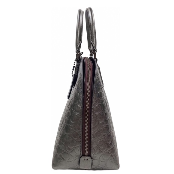 COACH Quinn Signature Leather Satchel, Gunmetal - Picture 4 of 9